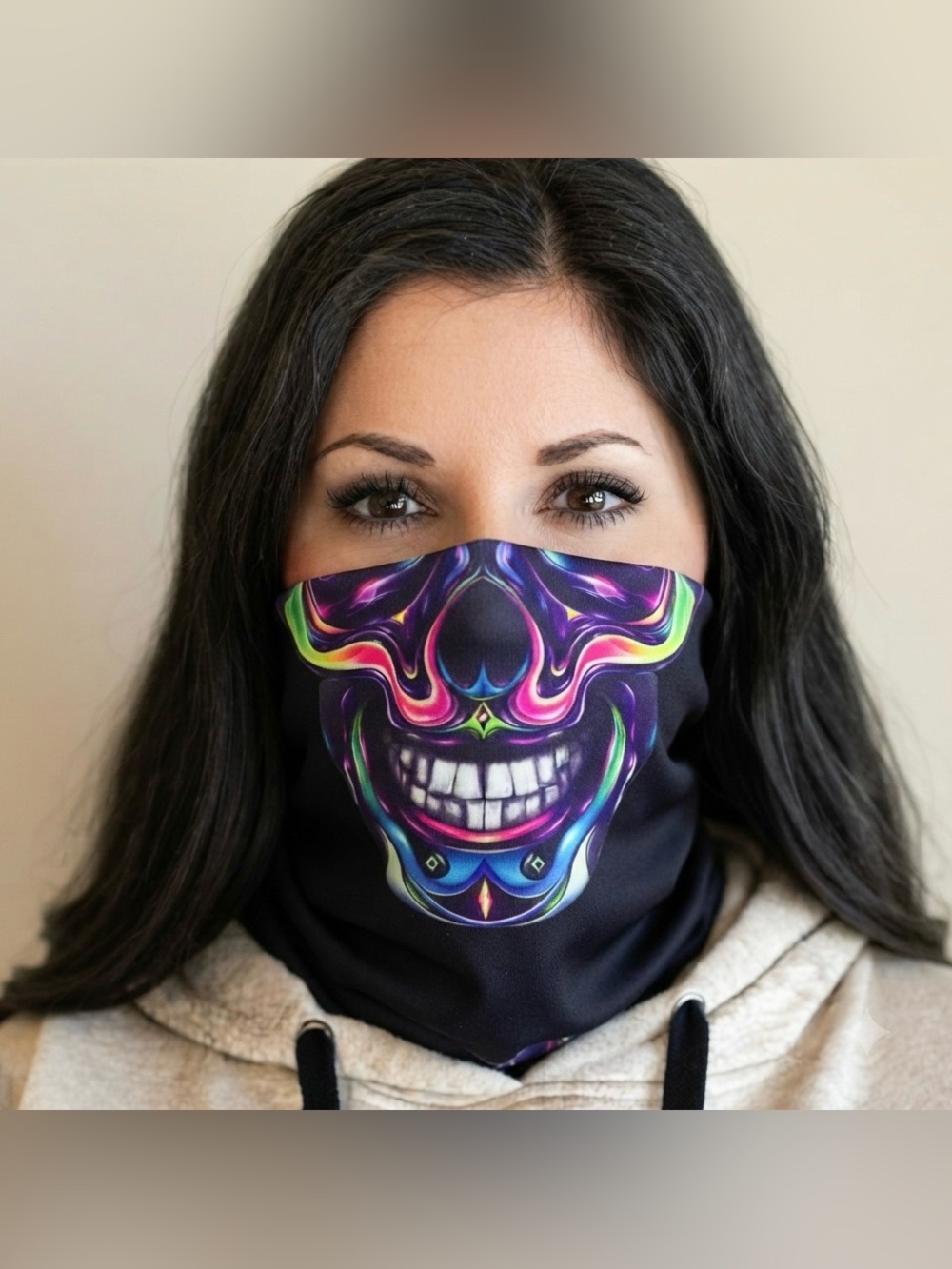 Neon Skull Face Mask Neck Gaiter Tube Scarf Biker Motorcycle Gear Halloween OS